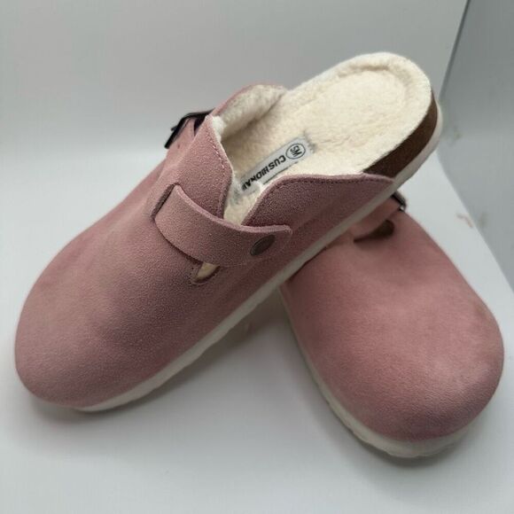 CUSHIONAIRE Women's Hana Cork footbed clog with Genuine Leather upper, Faux Fur - Picture 7 of 7